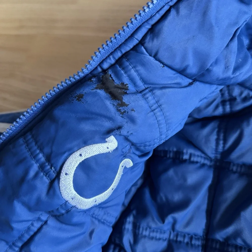 Vintage NFL Indianapolis Colts Team 3T Puffer Jacket Full Zip‎ Blue And White
